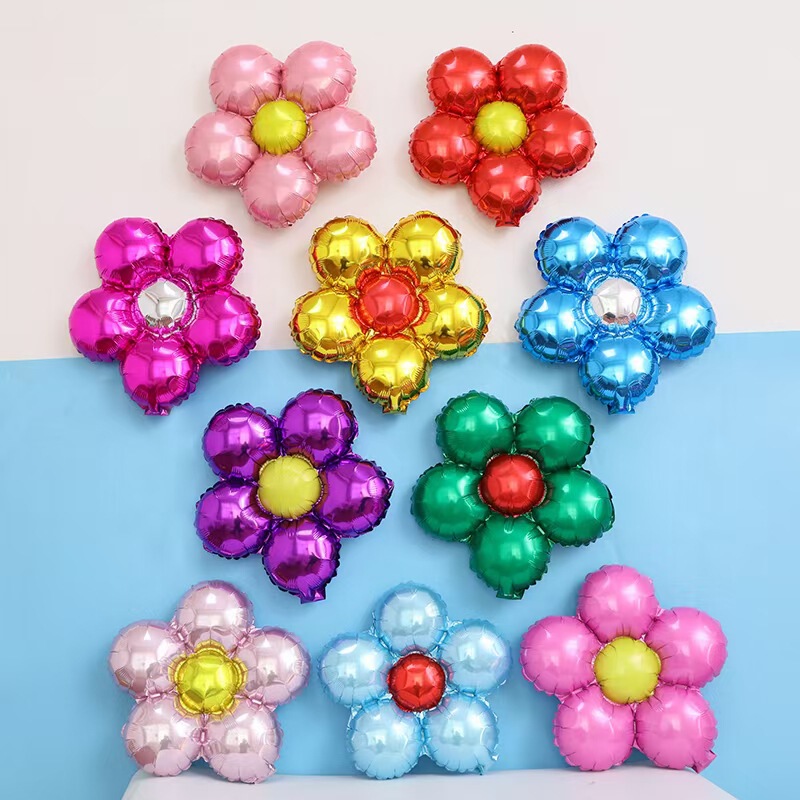 Five-petal Flower Aluminum Film Balloon Children's Birthday Party Wedding Wedding Room Decoration National Day New Year Jewelry Store Mall Decoration
