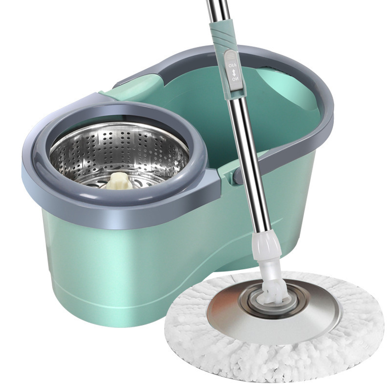Cubo de secado de fregona giratoria doble unidad al por mayor presión de mano perezosa doméstica con rueda traje de cubo de fregona de ocho caracteres