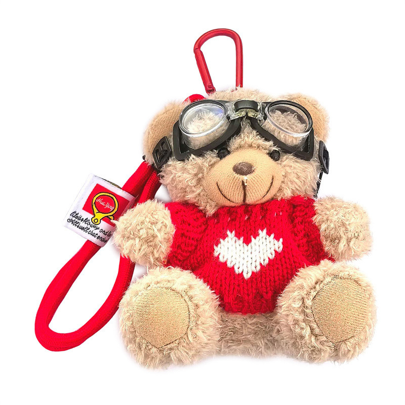 Aviator Bear Bolso Colgante Muñeco de felpa Llavero Escuela secundaria Regalos Joyas creativas