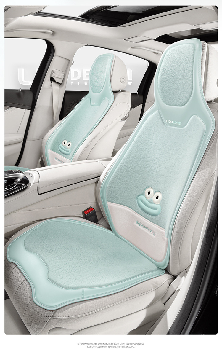 24 New Autumn and Winter Big-Mouthed Frog Lamb Velvet Split Universal Cartoon Five-Seater Plush Warm Car Seat Cushion