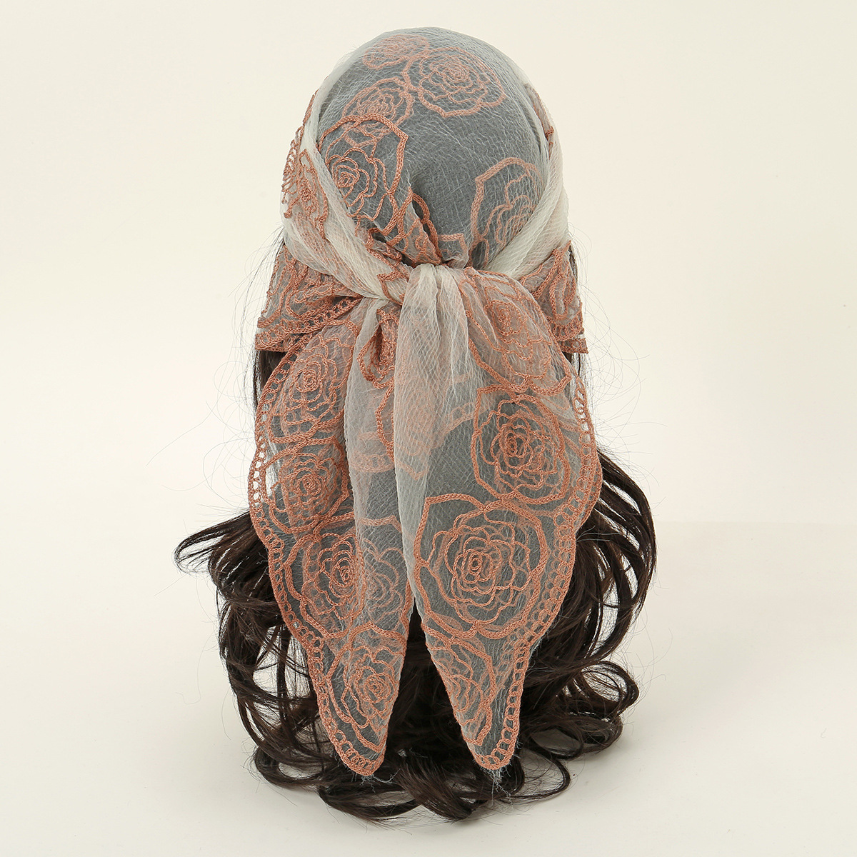 Embroidered Polyester Square Scarf For Women Versatile Silk Style_voghion.com
