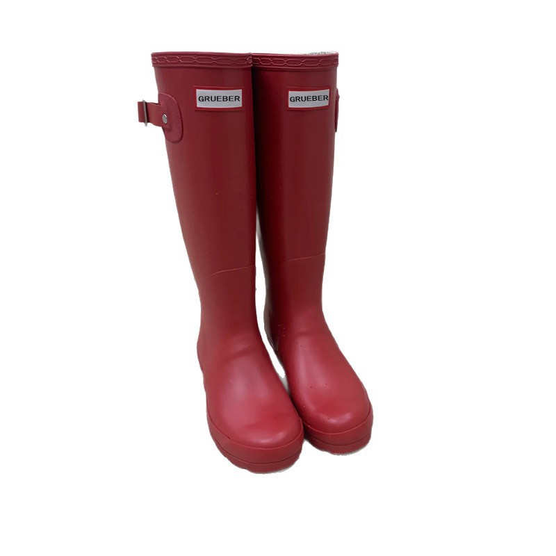 GRUEBER botas de lluvia de comercio exterior antideslizante, desgaste, impermeable para mujeres 2026 botas altas, botas largas, calentadas, no más allá de las rodillas