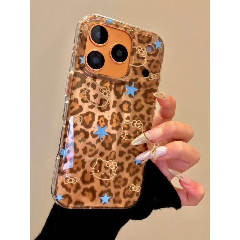 甜酷风刺绣豹纹蝴蝶结可爱猫咪适用iphone17promax苹果16手机壳15|undefined