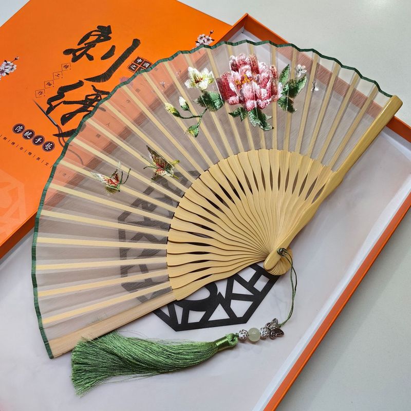 【卸売注文】蘇州刺繍扇子、刺繍扇子、古風女性扇子、中国扇子、工芸品ギフト扇子|undefined