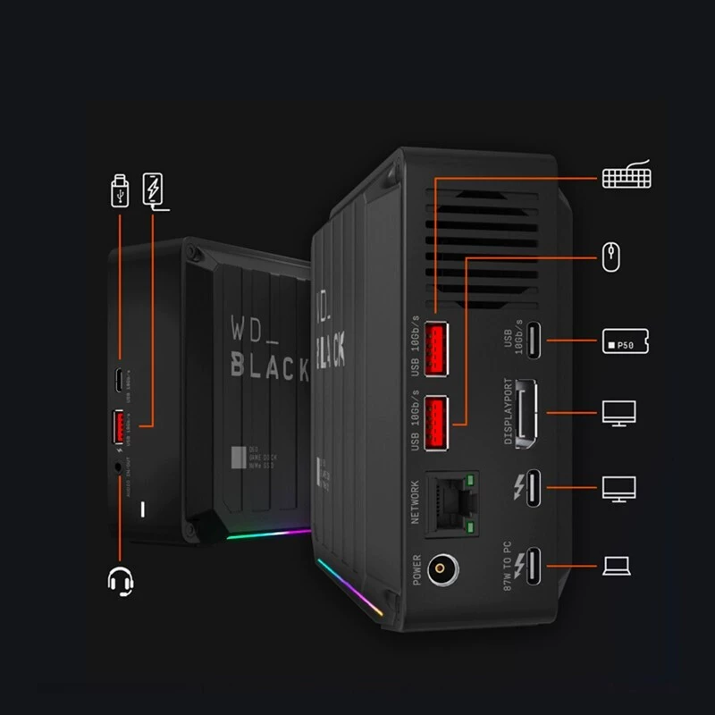 Применимо к Western Data (WD) Black Game Dock с интерфейсом Thunderbolt 3, встроенный NVMe твердотельный диск
