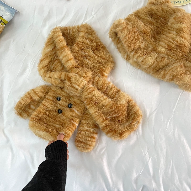 Комплект шарф и шапка Pooh для младших классов: утепленный мультяшный набор с защитой шеи, толстый