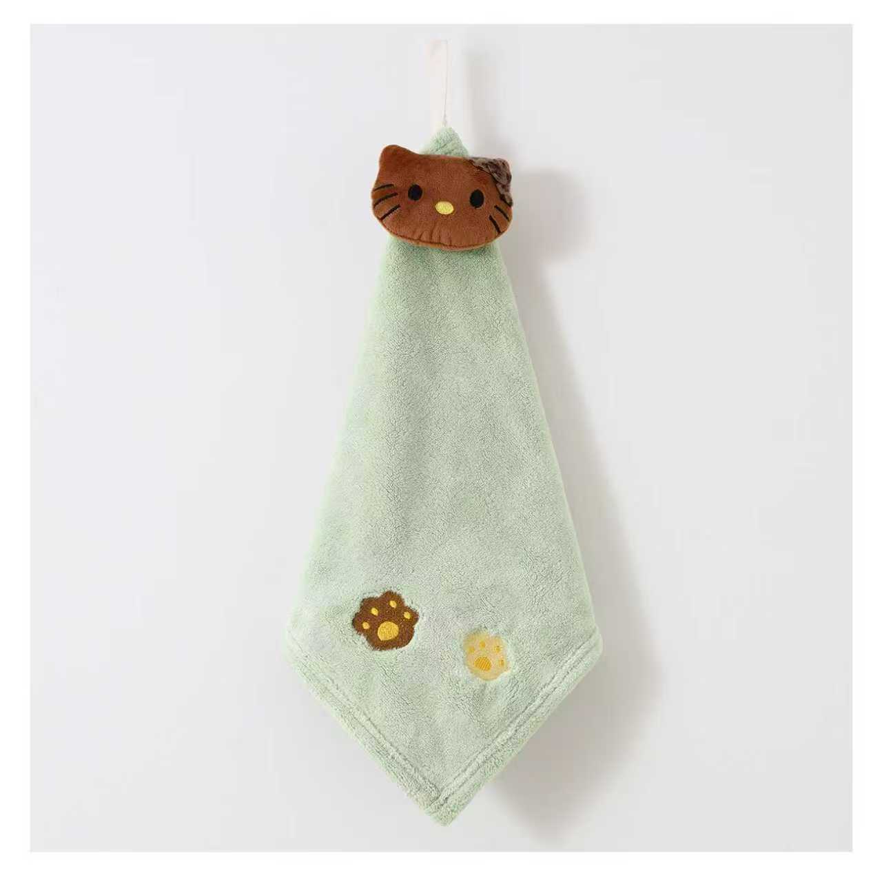 Nuevo gato coral toallas lindas muñecas japonesas pequeñas toallas cuadradas de dibujos animados cocina colgante toallas