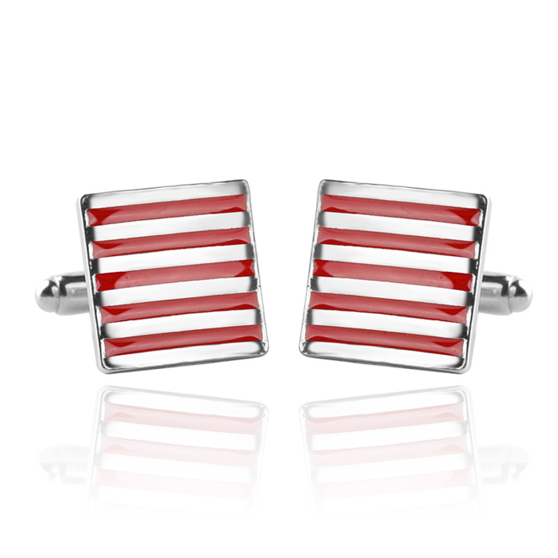 New Square Diamond Crystal Cufflinks French Striped Shirt cufflinks_voghion.com