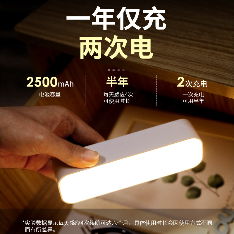 人体感应小夜灯智能充电卧室床头声控家用无线过道走廊橱柜起夜灯|undefined