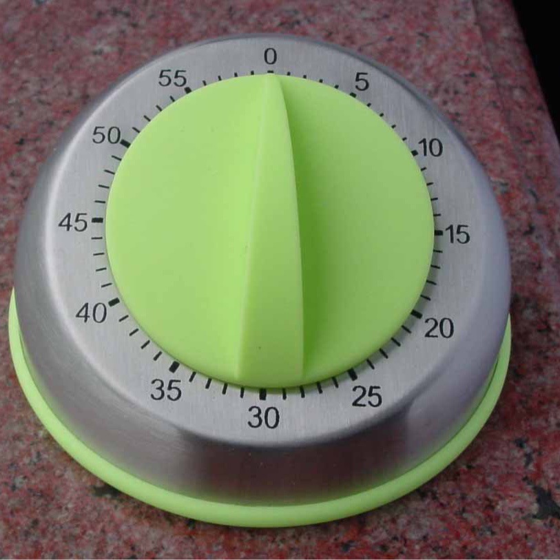 En stock fuente de cocina temporizador de dibujos animados de acero inoxidable Mesa Redonda temporizador Negro