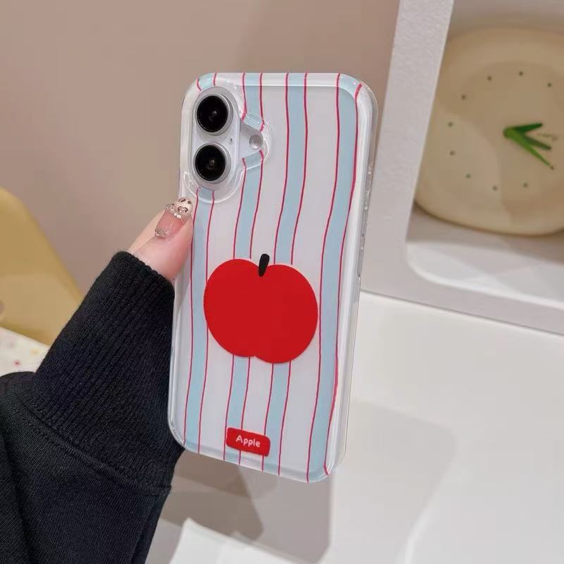 Rayas simples de nicho coreano para Apple 16promax pareja funda para teléfono móvil 14pro/15pro femenino 13/14