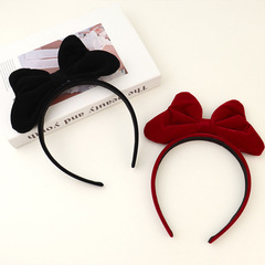 Velvet Large Bow Headband White Deer Style Red Wine Pressed Hairband Thin Face Washing Makeup Hair Accessory Wholesale