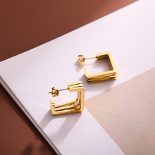 欧美跨境高级感夸张金属耳环气质批发复古几何耳钉新款潮耳坠耳饰