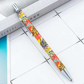 按动热转印花膜圆珠笔批发可镭射logo旋转金属中油笔广告礼品笔