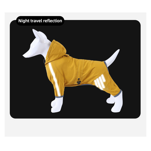 Cross-border new traction dog four-legged raincoat waterproof large, medium and small dog pet raincoat for going out on rainy days