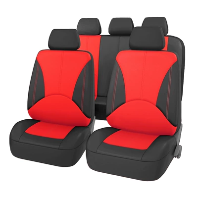 Leather Car Seat Cover Seat | Seat cushion, seat cover - red-9-piece-set
