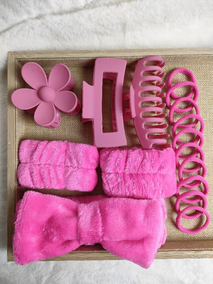 Correa para el cabello suave, tocado, lazo, lavado, multicolor mate mate, clip de agarre grande, anillo para el cabello elástico, juego de 16 piezas