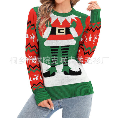 open 13 Cross border Europe and America Foreign trade Christmas sweater machining customized Ladies Holiday Ugly sweater customized