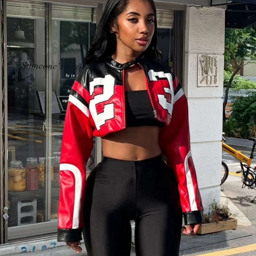 Women's Slim Fit Zip-Up Jacket – Stylish Long Sleeve Outerwear For Autumn & Winter, Streetwear & Rock Fashion_ecoleips.com