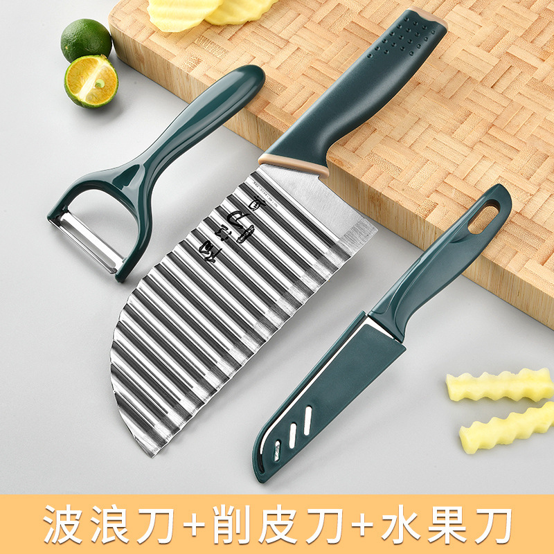 Cuchillo de cocina de dientes de lobo de acero inoxidable ondulado multifuncional espesar cuchillo cuchillo creativo de cocina patata nueva