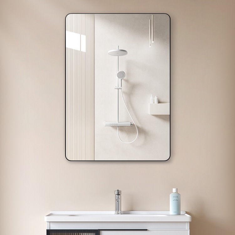 Mirror Wall-Mounted Self-Adhesive Washbasin Vanity Mirror Wall-Mounted Bathroom Toilet Dressing Mirror No-Drill Wall-Mounted Bathroom Mirror