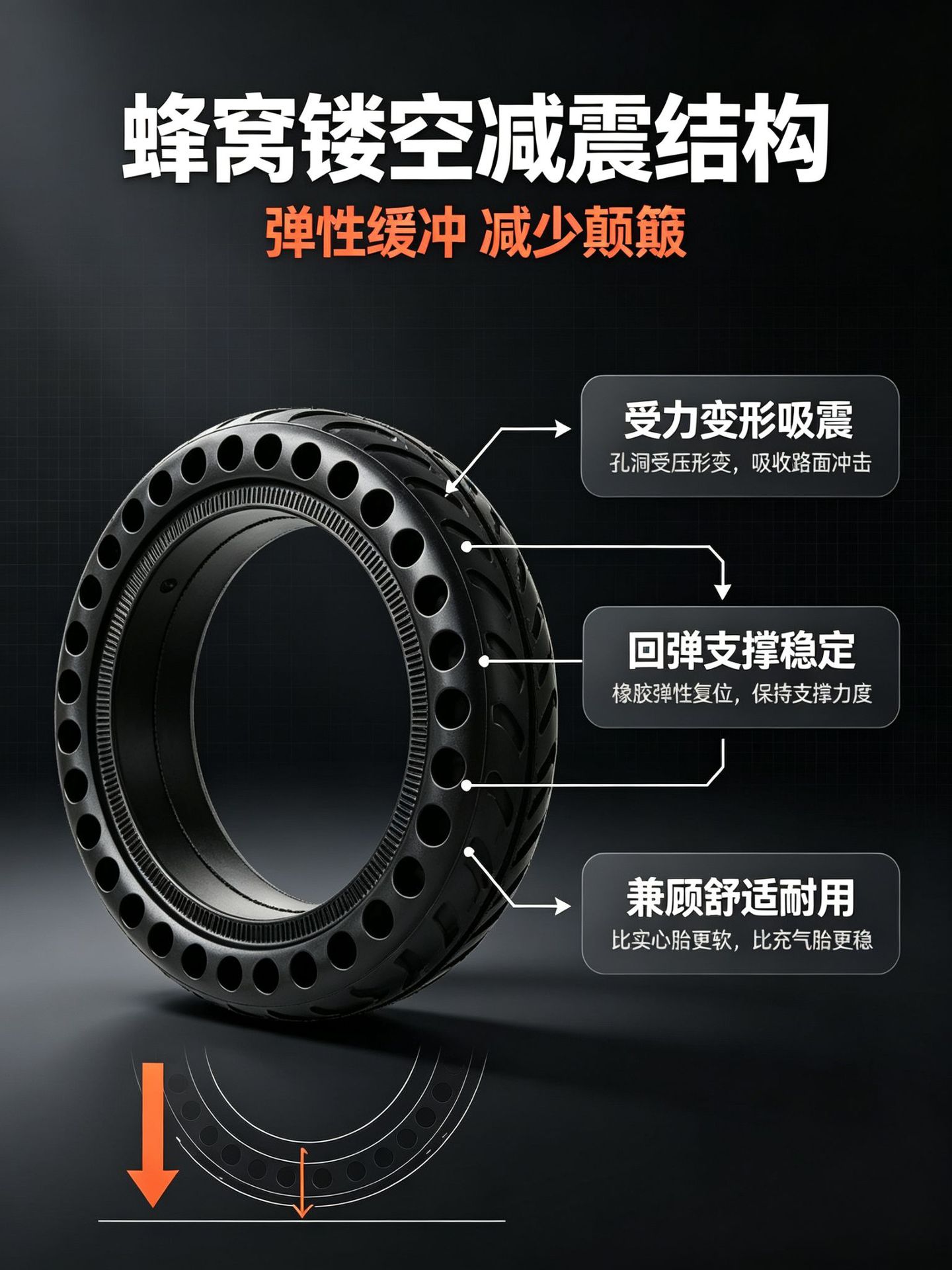 Xiaomi Universal M 365m Electric Scooter 8.5inch Solid Tire 81/2*2 Airless Shock-Absorbing Tire