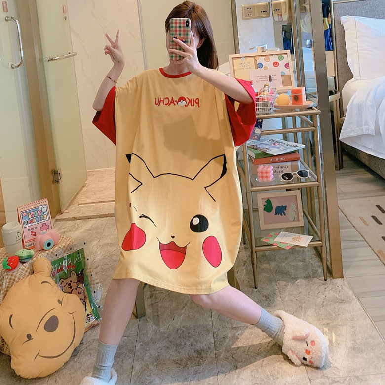 Camisón de manga corta suelto de estilo coreano para mujer verano lindo mickey girl plus size transmisión en vivo transfronteriza comercio exterior ropa para el hogar