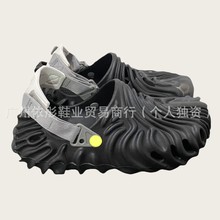 cross指纹洞洞鞋男士休闲平底外穿防滑凉鞋情侣沙滩鞋包头拖鞋