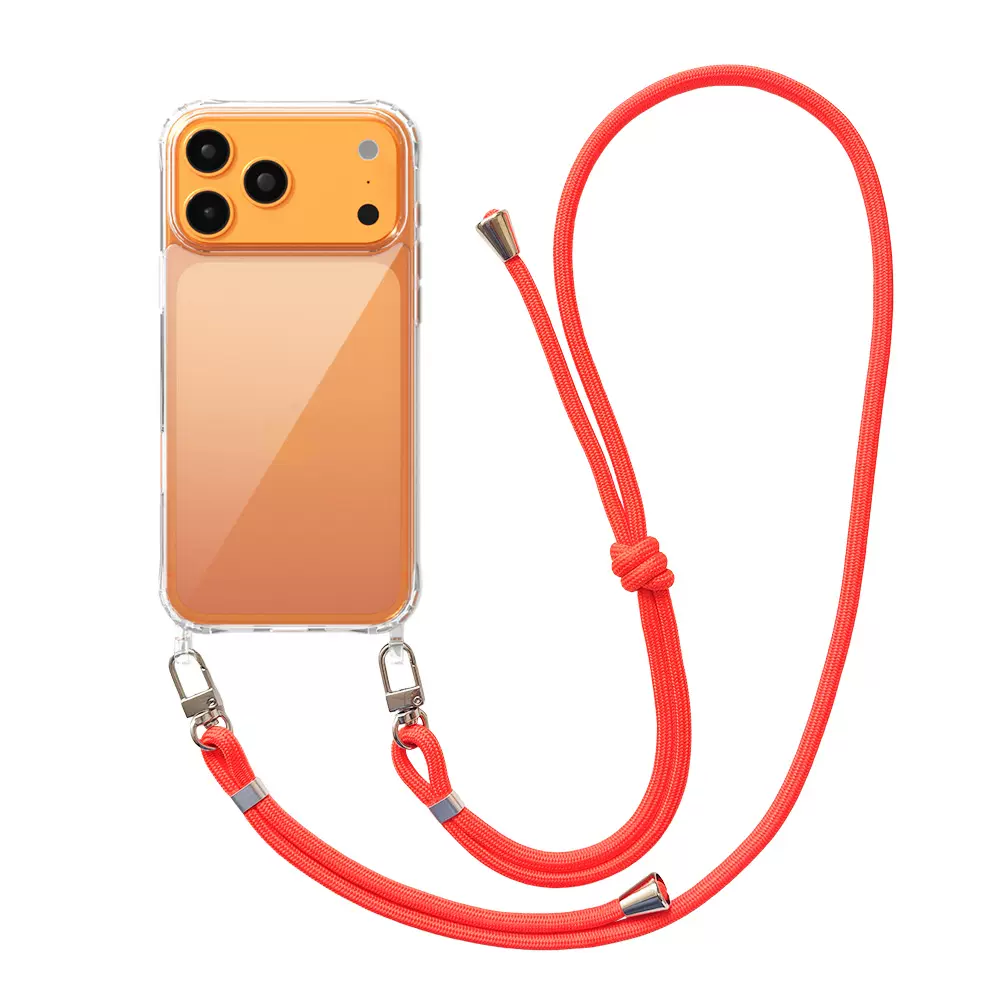 苹果17透明挂绳手机壳带斜挎绳iPhone16防摔一体挂脖手机壳可调节