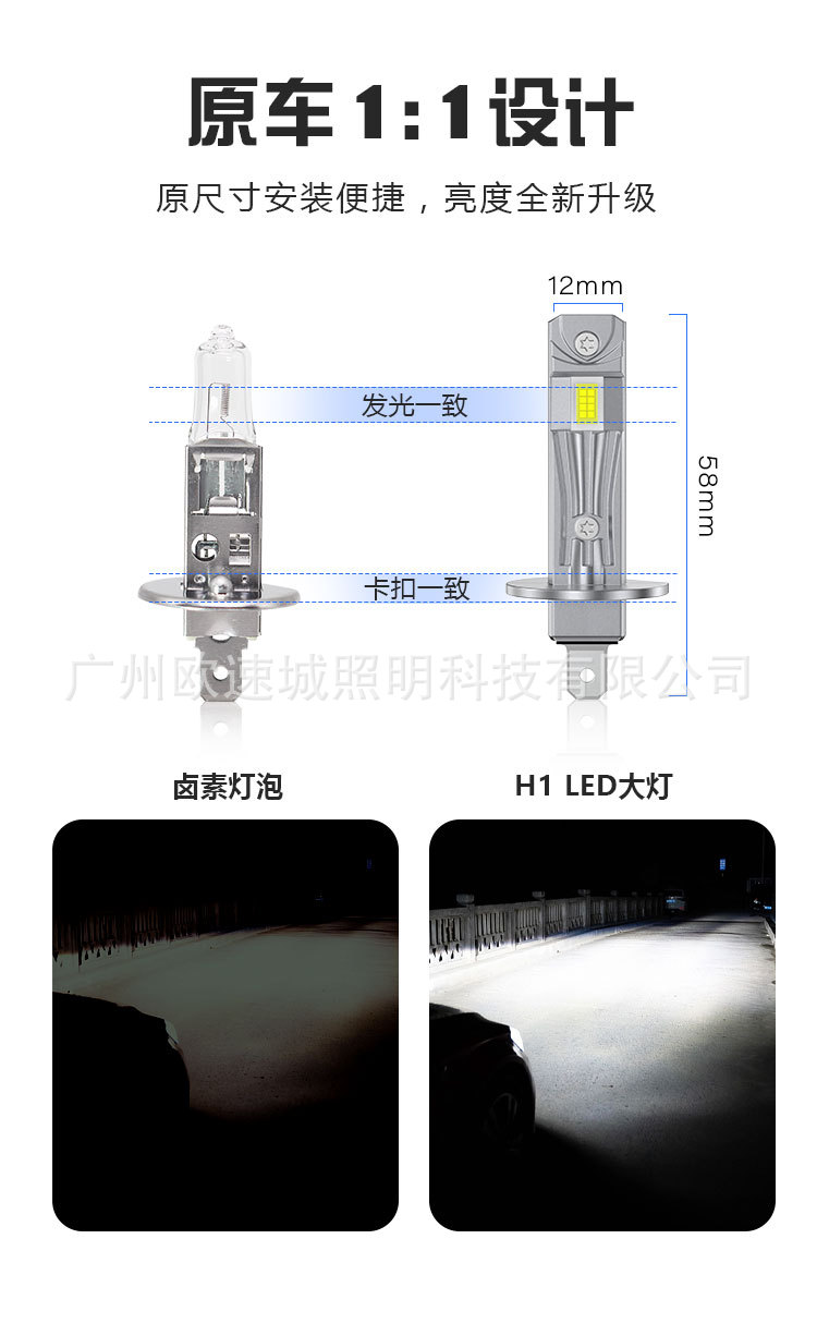Factory Wholesale Car LED Headlight In-line H1 3570 LED Headlight Mini LED headlights