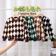 Children's Fleece-lined Thick Sweatshirt Autumn/Winter Boys' Girls' Warm Top Baby Long-sleeve T-shirt Children's Wholesale