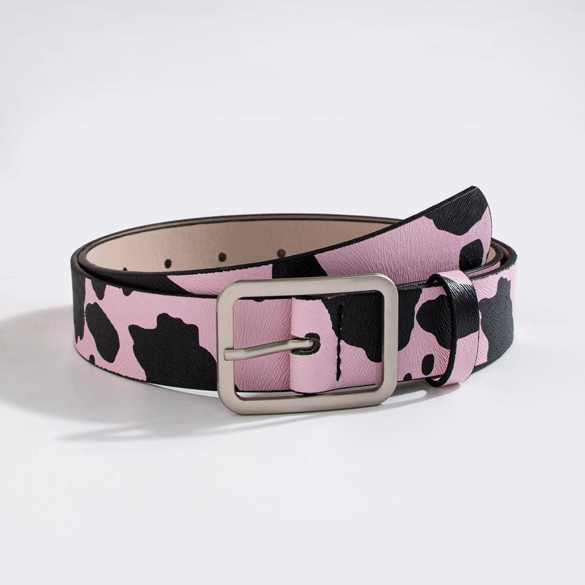 Spot New Day Buckle Black And White Cow Pattern Horsehair Women's Fake Hair Fashion PU Belt_voghion.com