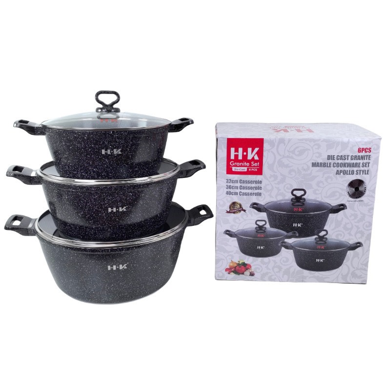 Nuevo mango de bacaea supergrande 6PCS conjunto de paneles antiadherentes conjunto de paneles de arroz de arroz de trigo 32 / 36 / 40POT