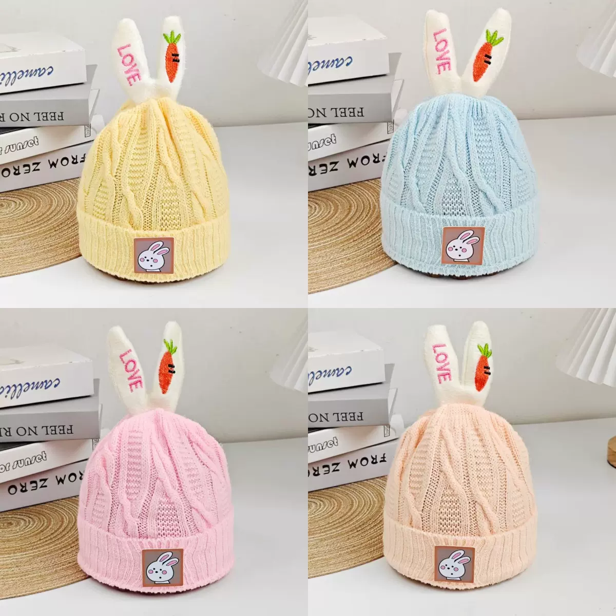 婴幼儿帽子卡通可爱针织帽0-6个月宝宝套头帽宝宝冬季新款保暖帽