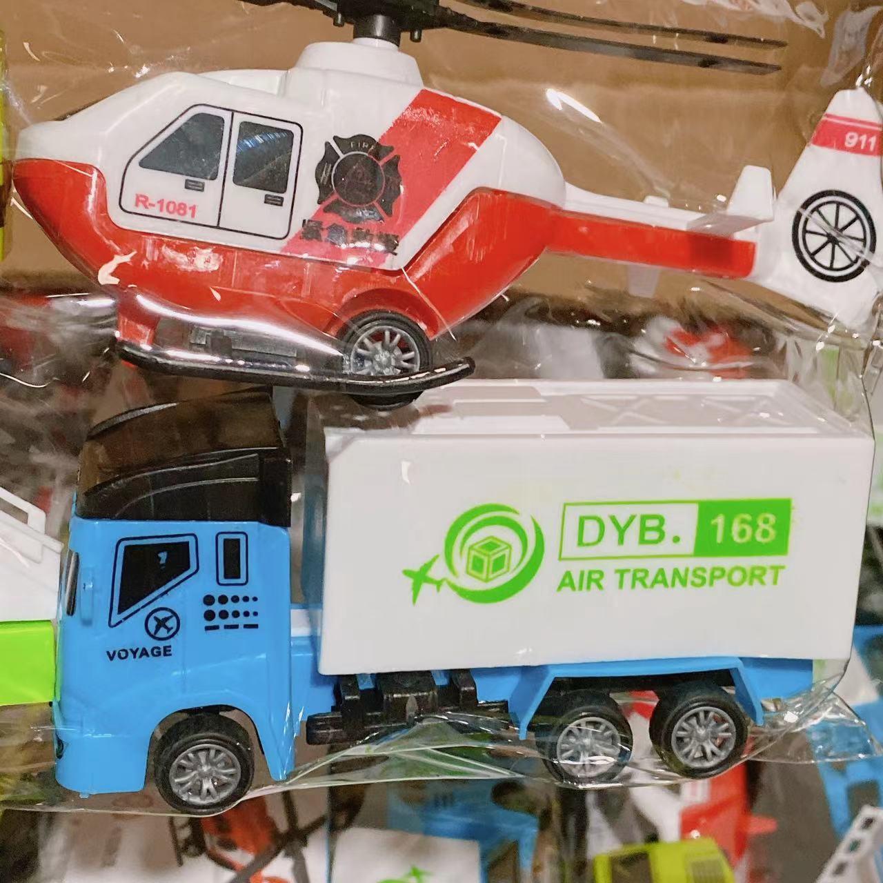 Los niños de ingeniería inercial vehículo juguete traje transporte vehículo avión camión autobús Chuck Pack cuatro piezas lote