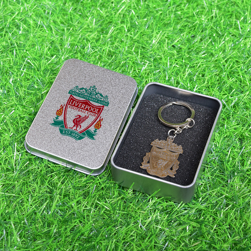 Club de fútbol insignia llavero Barcelona Real Madrid Manchester United AC Milan equipo militar tarjeta caja regalo