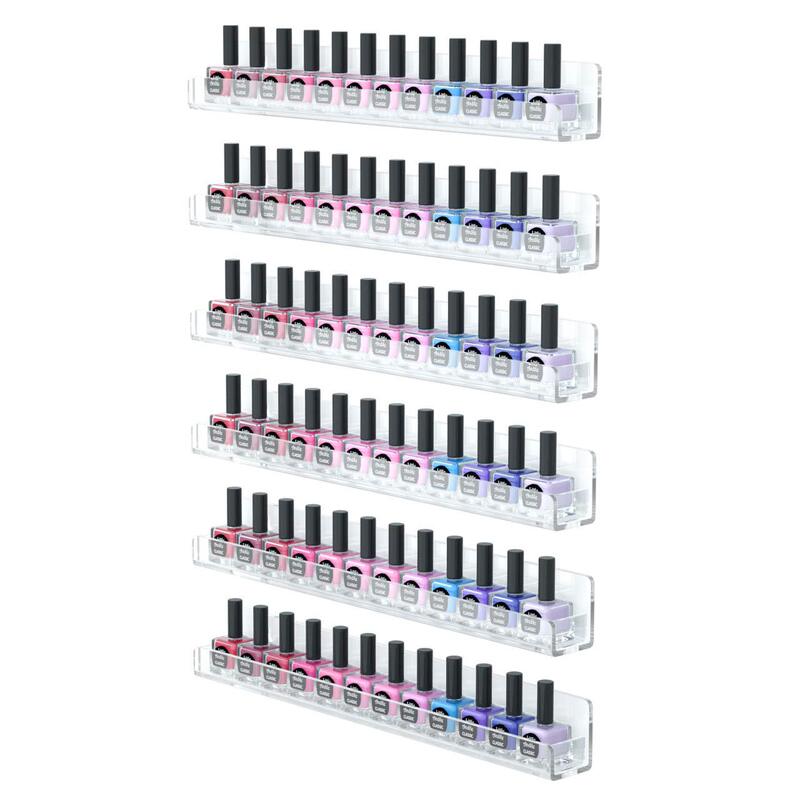6-layer transparent acrylic nail polish storage rack wall-mounted shelf cosmetics rack removable non-slip insert