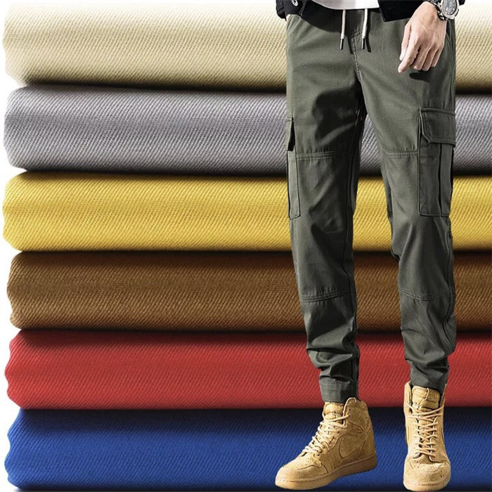 Bajo MOQ tela de pantalones elásticos trenzados de spandex
