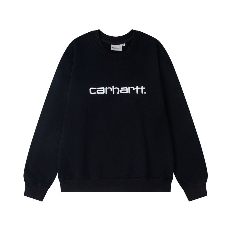 外贸卡哈特经典重工刺绣休闲圆领宽松情侣毛圈Carhartt连帽卫衣男|undefined