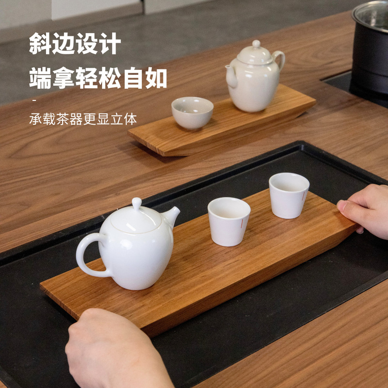 ミャンマー産チーク材の斜め縁乾燥茶托、家庭用一枚板無垢材茶托、レトロスタイル、シンプルな木製茶托|undefined