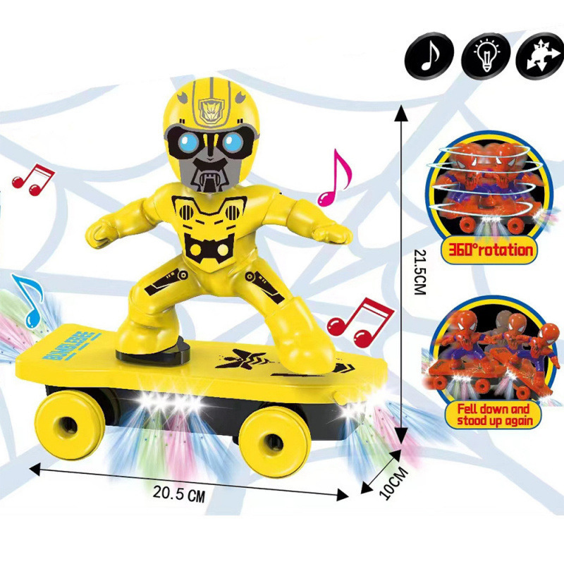 ライト付き360度スパイダースケートボード、ローリングスパイダーマンスタント、スパイダーマンスクーター、子供用おもちゃ|undefined