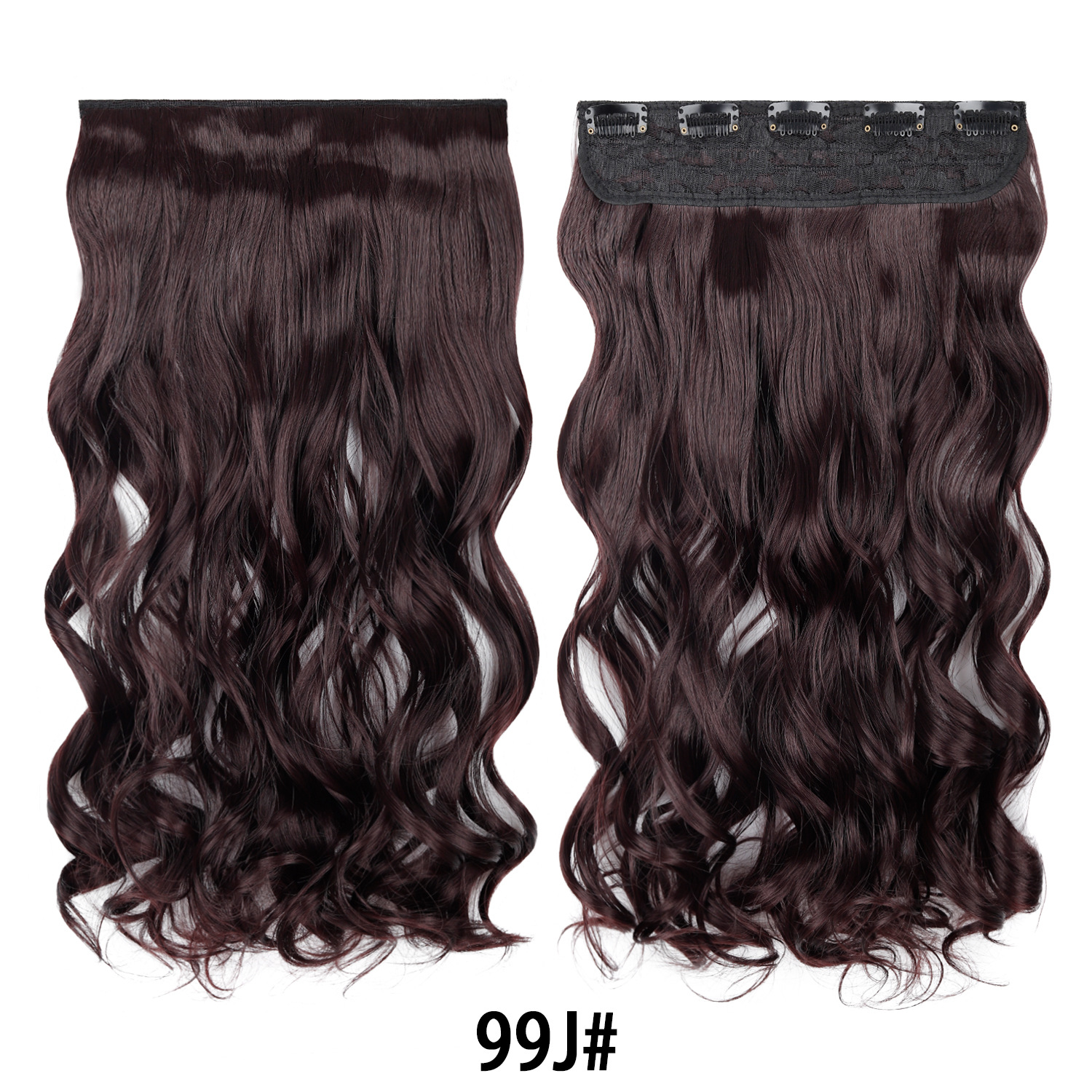 Extensión de Cabello de 5 Clips de 18 Pulgadas de Fibra de Alta Temperatura Rizado para Señoras