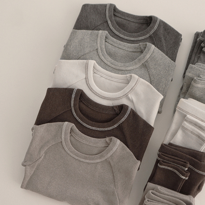 Ropa para niños de estilo nórdico ropa interior de lana térmica de invierno traje de ropa para el hogar de los niños pijamas de color sólido de bebé ropa para niños de comercio exterior Nuevo