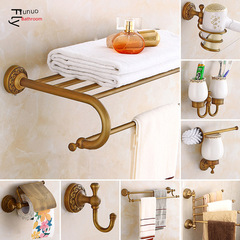 歐式仿古毛巾架浴巾架套裝衛生間浴室置物架五金衛浴掛件毛巾杆