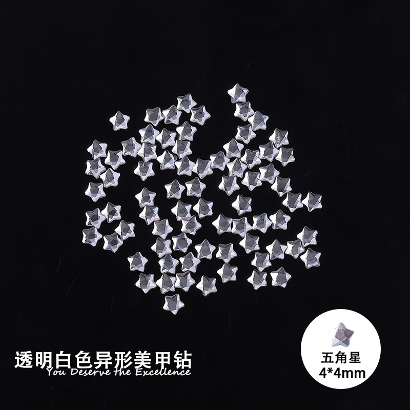 다섯개 별 3*3mm 흰색 평평한 바닥 특수 모양