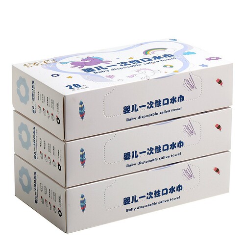 Disposable spit wipes for infants and young children Non-woven cartoon children's bibs Anti-vomiting round disposable bibs