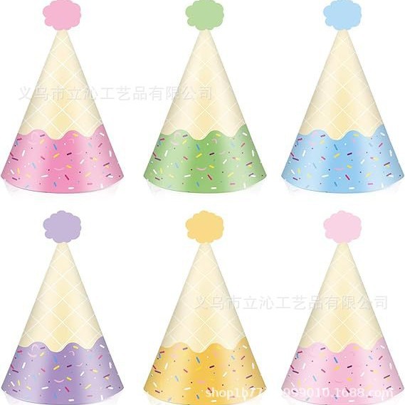 New Birthday Party Decoration Hat Plush Ball Pointed Paper Hat Cartoon Kidsren's Hat Triangle Hat Party Supplies