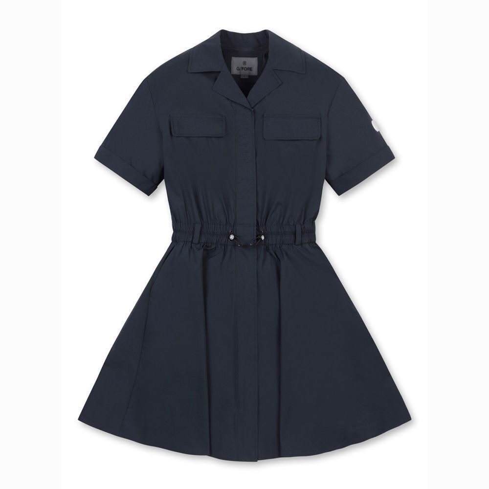 Cross-Border New Korean Golf Women's Skirt Sports Lapel Waist Short-Sleeved Tennis Dress Royal Blue