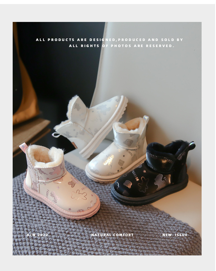 Simpatiche scarpe di cotone da ragazza 2023 nuovi stivali invernali di cotone morbidi e spessi isolanti, antiscivolo, stivali da neve per ragazzi,_voghion.com