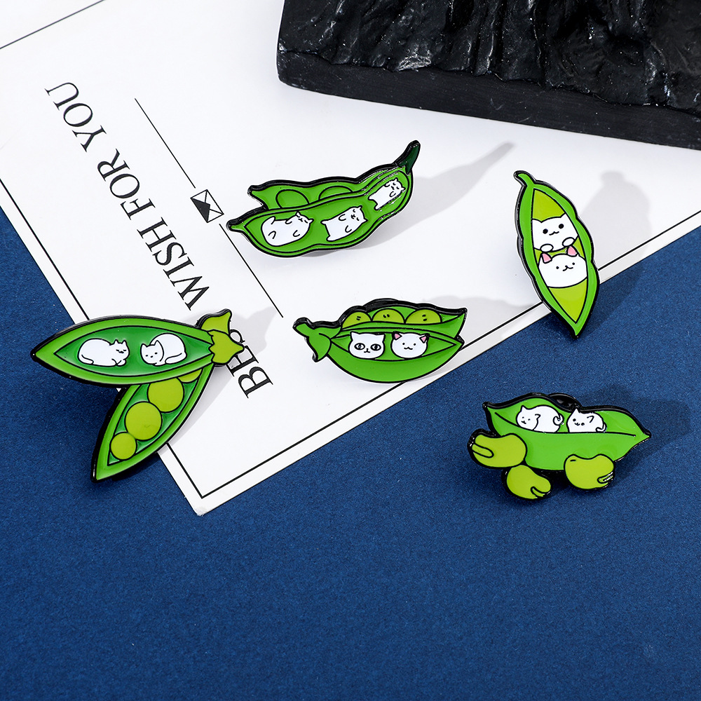 6g Weight Brooches Classification Casual, Daily Occasion Alloy Material Cat, Pea Pattern Unisex Gender Enamel Design Cute Style Cute Pin Cat Pea Alloy Enamel Unisex Brooches 20